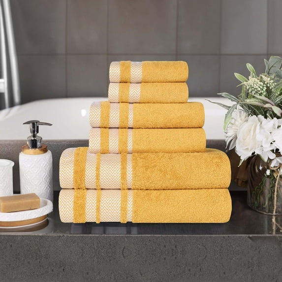 Superior Hays Cotton Plush Soft 6 Piece Towel Set, Gold