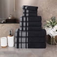 thumbnail image 1 of Superior Hays 9 Piece Cotton Plush Towel Set, Ultra Soft Absobent Towels, Black, 1 of 12