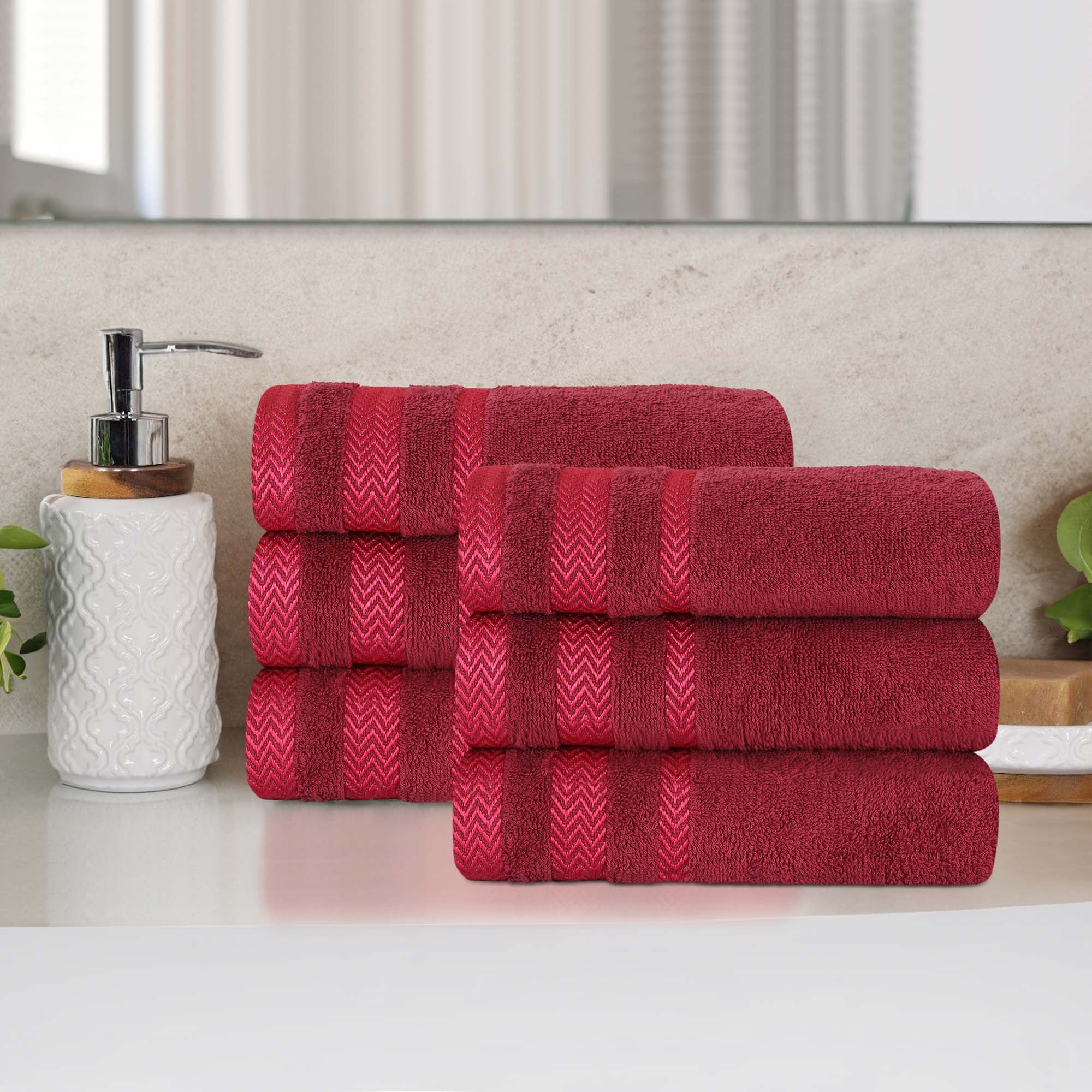 Superior Hays 6 Piece Cotton Plush Hand Towel Set, Ultra Soft