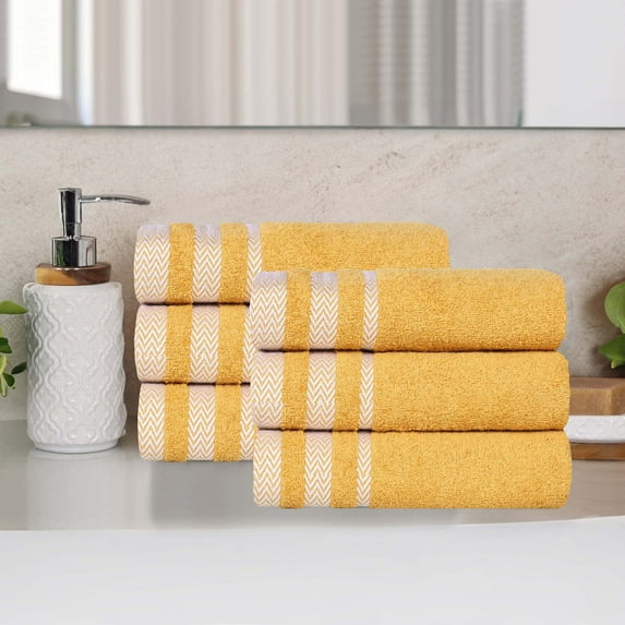 Superior Hays Cotton Plush Soft Hand Towel Set of 6, Gold