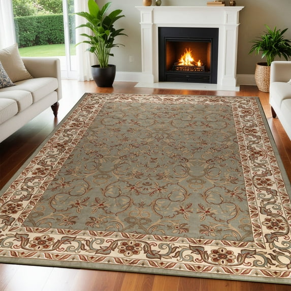 Superior Heritage Oriental Floral Indoor Area Rug, 12' x 18', Green