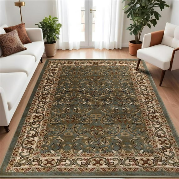 Superior Heritage Oriental Floral Indoor Area Rug, 6' x 9', Dark Green