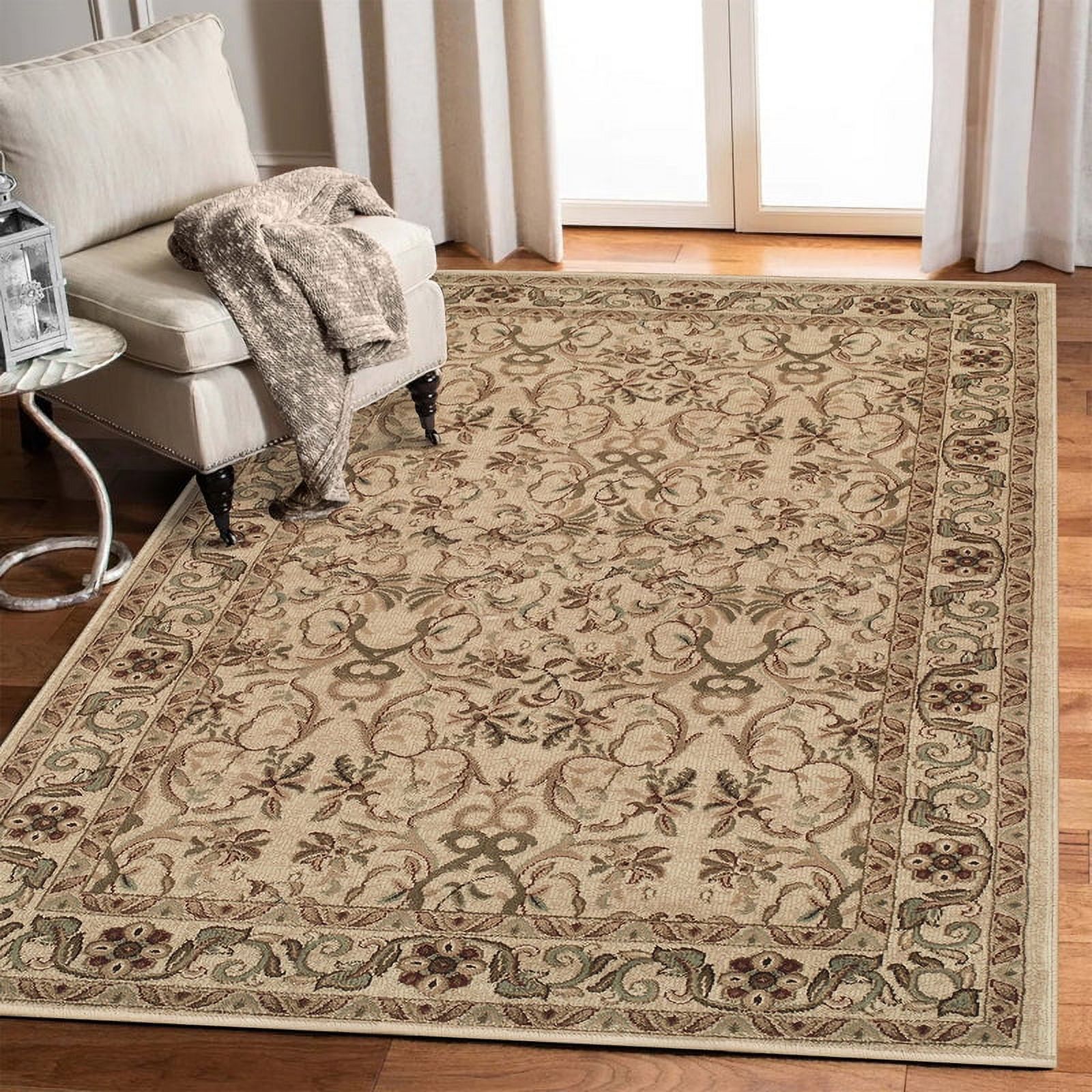 Superior Heritage Oriental Floral Indoor Area Rug, Ivory, 8' x 8