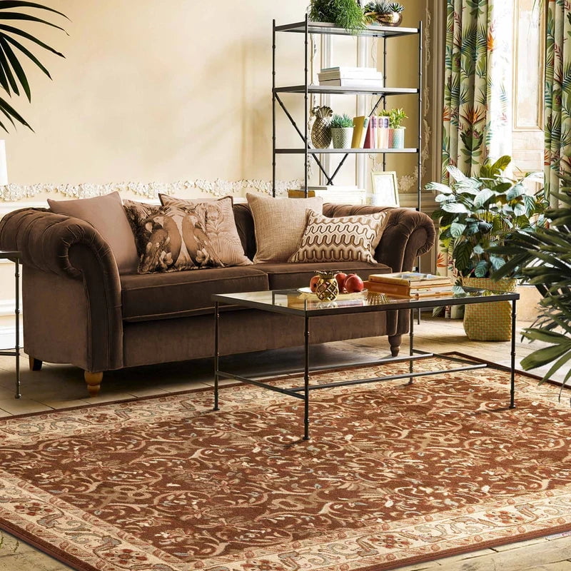 Mocha Floral Elegance Synthetic Area Rug, 4' x 6'