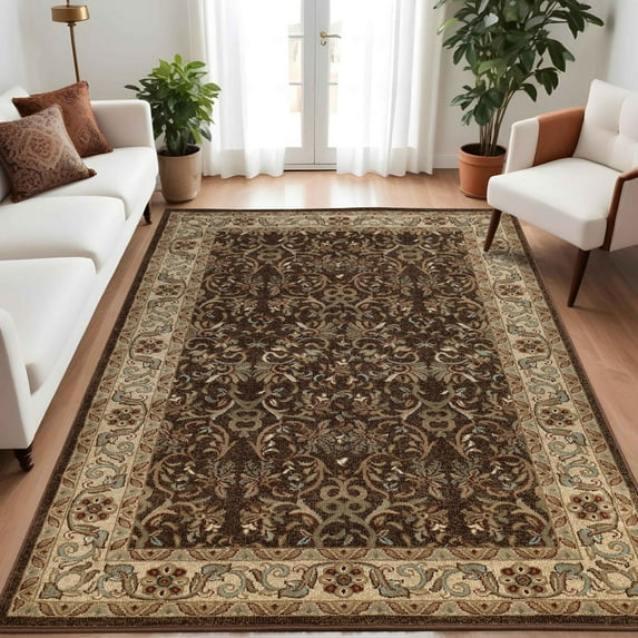 Superior Heritage Oriental Floral Indoor Area Rug, 5' x 8', Mocha