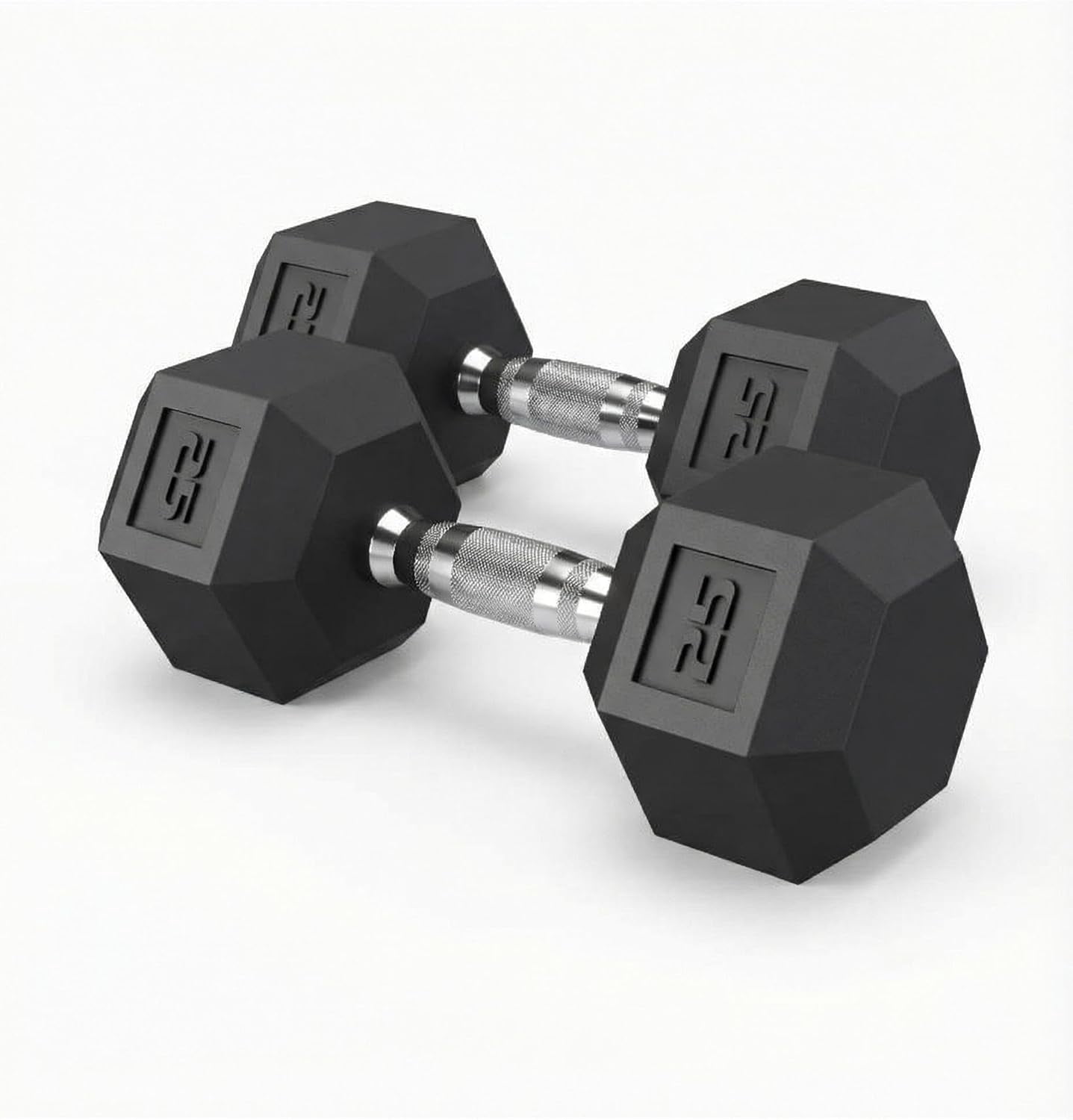 Superior Hex Dumbbell Set of 2 – 5-50 lb Options – PVC or Rubber Coated Hand Weights for Home Gym – Non-Slip, Anti-Roll Design – Cast Iron Core Strength Training Equipment for Men & Women – Black