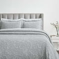 thumbnail image 1 of Superior Hibiscus Cotton Matelasse Bedspread and Sham Set, 3-Piece Dual Tone Modern Bedspreads, Queen, Gray, 1 of 9