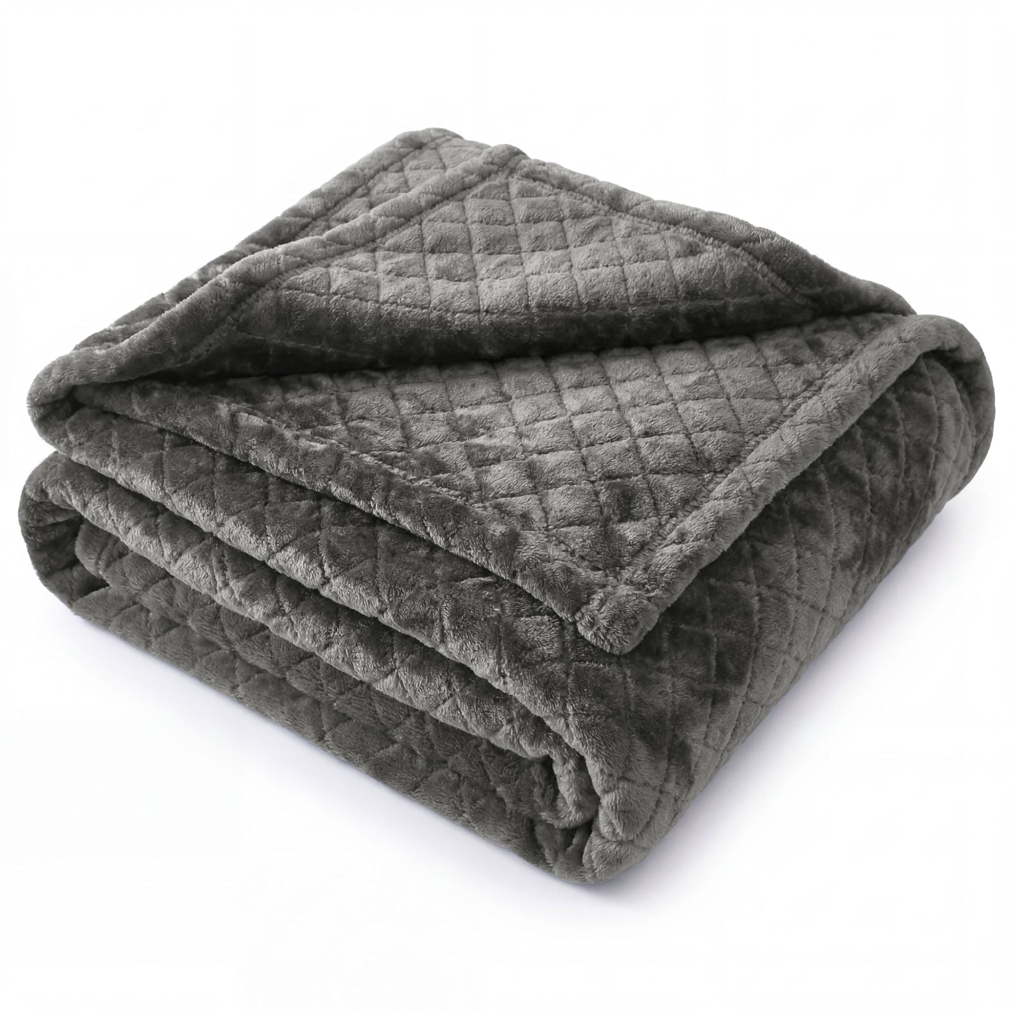 Superior Holly Grid Fluffy Fleece Blanket, King Size, Charcoal