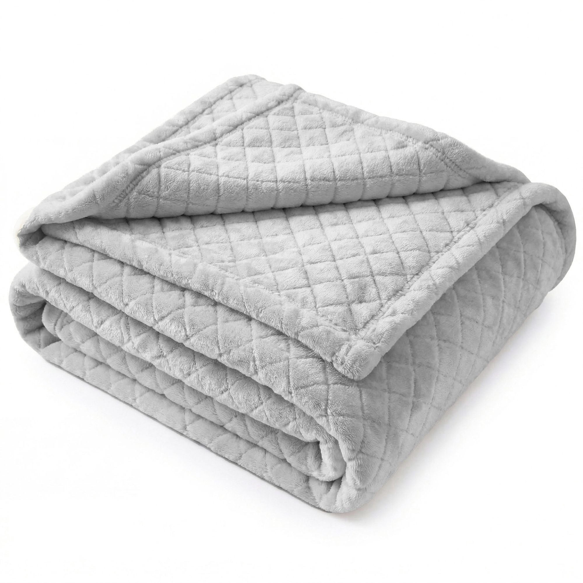 Superior Holly Grid Fluffy Fleece Blanket, Twin XL Size, Platinum