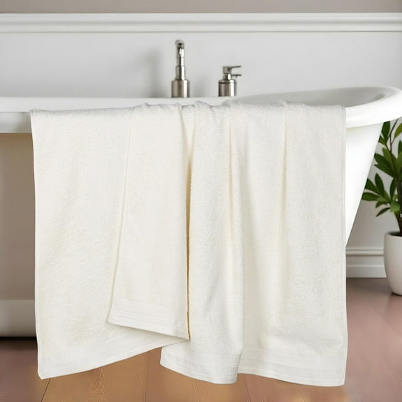 Superior Honeycomb Cotton Medium Weight Bath Sheets, Set of 2, Ivory