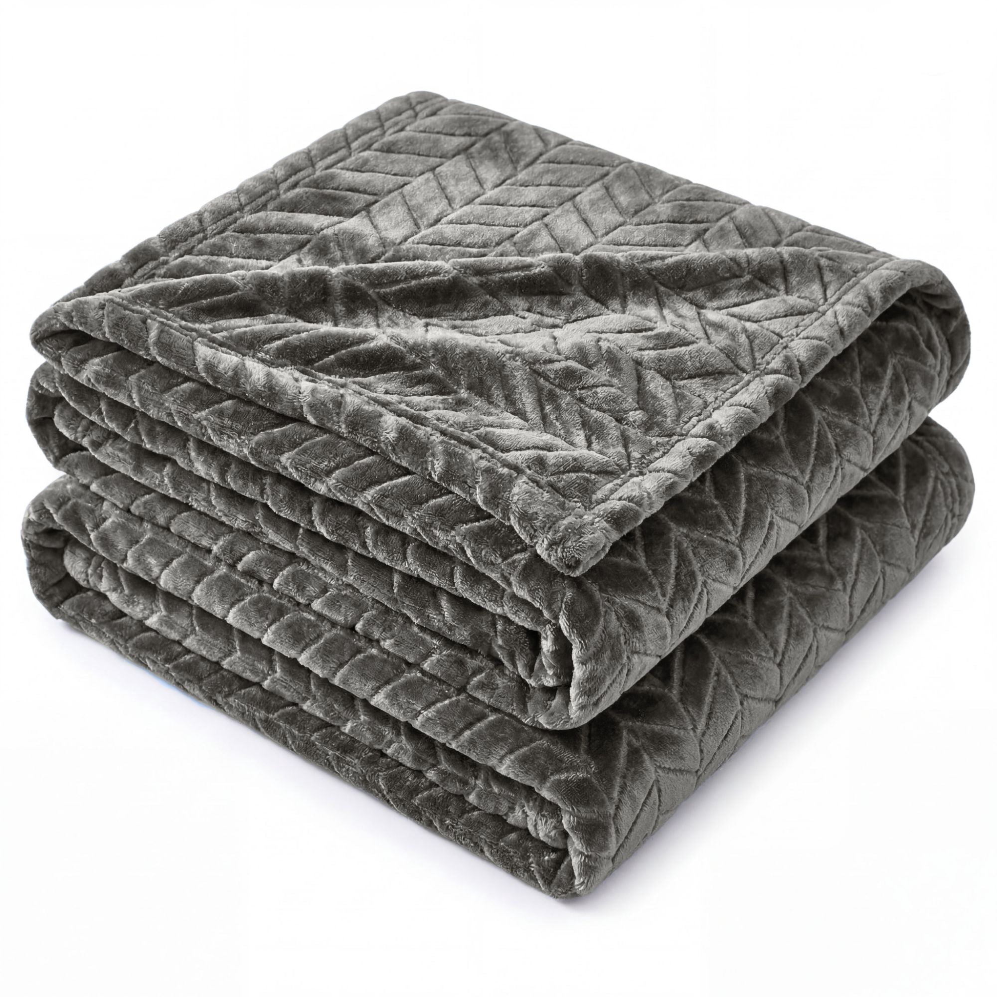 Superior Hope Herringbone Fluffy Fleece Blanket, King Size, Charcoal