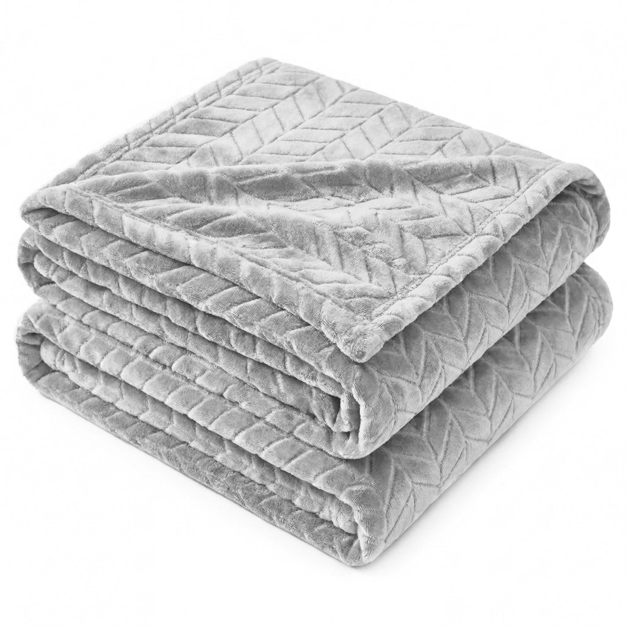 Superior Hope Herringbone Fluffy Fleece Blanket, Twin Size, Platinum
