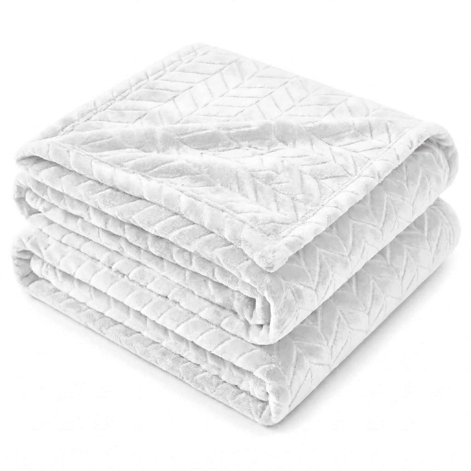 Superior Hope Herringbone Fluffy Fleece Blanket, Twin XL Size, White