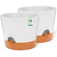 thumbnail image 1 of Superior Hub 12 inch Plant Pots, planters,Self Watering Pots, 2 Pack Large Plastic Flower pots with Deep Reservior and High Drainage Holes for Indoor Outdoor Plants and Flowers, White, 1 of 12