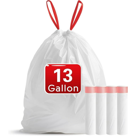 Superior Hub 13 Gallon Trash Bags Drawstring, 20 Count Garbage Bags 13 Gallon Tall Kitchen,Heavy Duty Trash Bags for Bathroom, Outdoor, Waste Basket and Car, Unscented White Bathroom Garbage bag