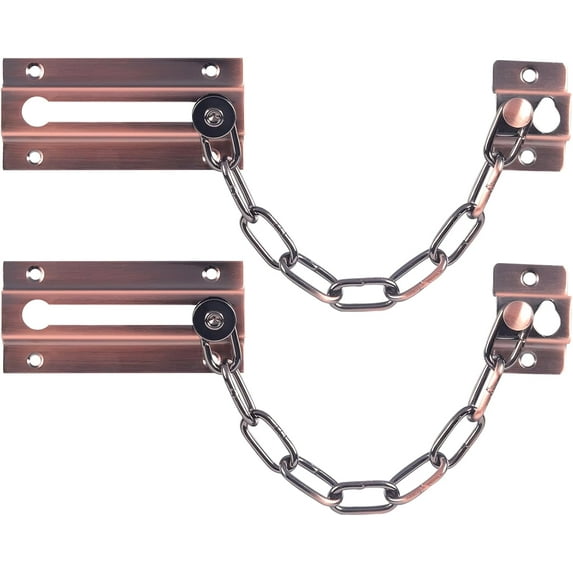 Superior Hub 2 Pack Door Chain Lock Bronze Red, Premium Door Chain Lock, Thickened Door Lock Chain with 12 Screws, Stainless Steel Chain Locks for Inside Door