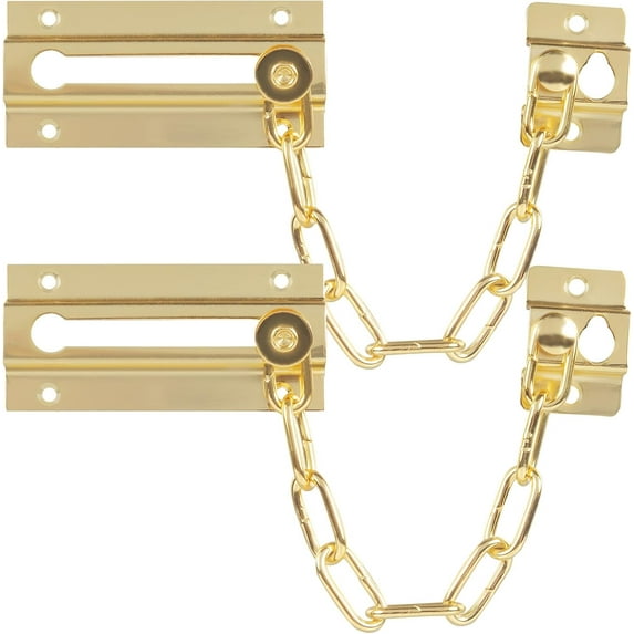 Superior Hub 2 Pack Door Chain Lock Gold, Premium Door Chain Lock, Thickened Door Lock Chain with 12 Screws, Stainless Steel Chain Locks for Inside Door