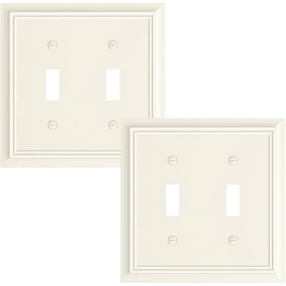 Superior Hub 2-Pack Double Toggle Light Switch Cover Plate, Durable Natural Bamboo Fiber Decorative Switch Plate Covers, Light Almond 2 Gang Wall Plate, Corrosion Resistant