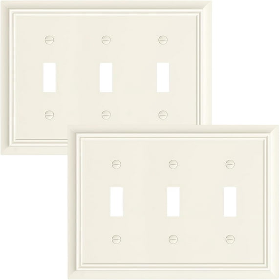Superior Hub 2-Pack Triple Toggle Light Switch Cover Plate, Durable Natural Bamboo Fiber Decorative Switch Plate Covers, Light Almond 3 Gang Wall Plate, Corrosion Resistant