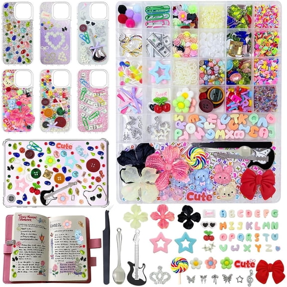 Superior Hub 2280Pcs Junk Case Charms Kit,Y2K Nail Phone Cases Charms Bow Flower Letter Resin Accessories Beads for DIY Craft Scrapbooking Jewelry Making