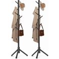 thumbnail image 1 of Superior Hub 2PCS Solid Wooden Coat Rack Freestanding, New Zealand Pine Coat Tree with 8 Hooks&3 Adjustable Sizes for Coats,Hats,Handbags and Scarves,Space Saving for Entryway/Office/Bedroom (Black), 1 of 14