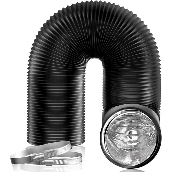 Superior Hub 5 inch Air Duct - 16 FT Long, Black Flexible Ducting HVAC Ventilation Air Hose for Grow Tents, Dryer Rooms,Kitchen