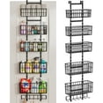 thumbnail image 1 of Superior Hub Adjustable Over The Door Organizer, Metal Hanging Door Organizer with 5 Wire Basket 7 Hooks, Wall Mounted Shelf for Pantry Laundry Organization and Storage, Black, 1 of 16