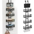 thumbnail image 1 of Superior Hub Adjustable Over The Door Organizer, Metal Hanging Door Storage with 4 Metal Baskets and PVC Pocket, Closet Door Organizer for Bathroom Bedroom Cabinet, Black, 1 of 7