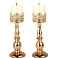 thumbnail image 1 of Superior Hub Candle Holders for Pillar Candles Gothic Matte Black Vintage Tall Candle Holders Set of 2 Decorative Large Table Centerpieces Candle Stand Decor (Gold 2PCS A), 1 of 12