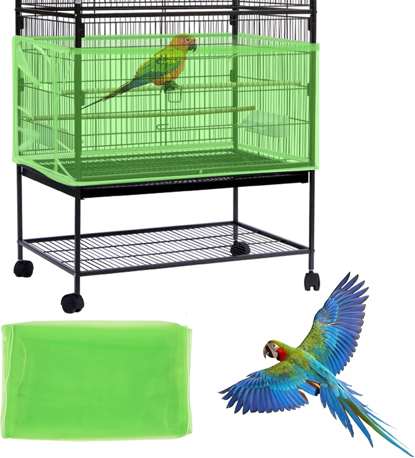 Superior Hub Large Bird Cage Cover, Bird Cage Seed Catcher, Adjustable ... - Safety Rope Cover For Parrot Cage