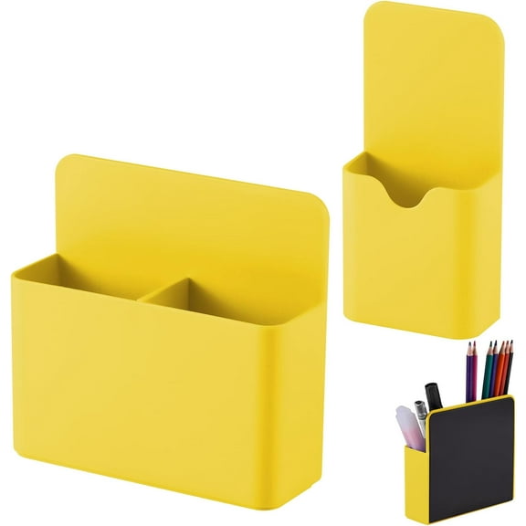 Superior Hub Magnetic Pen Holder,2 Pack Magnetic Dry Erase Marker Holder with Generous Compartments,Strong Magnet Storage Marker Pen Pencil Organizer for Refrigerator,Whiteboard,Locker Accessories