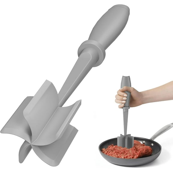 Superior Hub Meat Chopper, Hamburger Grinder, Premium Heat Resistant Smasher for Ground Beef, Burger Grinder Nylon Potato Mix Tool-Grey