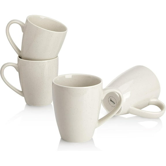 Superior Hub Porcelain Coffee Mugs - 16 Ounce (Top to the Rim) for Coffee, Tea, Cocoa, Set of 4, Dove Grey