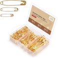 thumbnail image 1 of Superior Hub Safety Pins - 150 Pcs Assorted Sizes Gold Pins Bulk - Small & Large Heavy Duty for Clothes, Sewing, Craft, 1 of 13