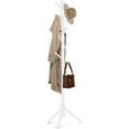 thumbnail image 1 of Superior Hub Solid Wooden Coat Rack Freestanding, New Zealand Pine Coat Tree with 8 Hooks & 3 Adjustable Sizes for Coats, Hats, Handbags and Scarves, Space Saving for Entryway/Office/Bedroom (White), 1 of 14
