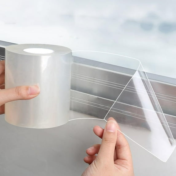 Superior Hub Transparent Window Weather Sealing Tape 3 Inch x 33 FT Weather Stripping Residue-Free Clear Window Insulation Tape for Doors Windows and Shower Glass Gaps (3 in * 33 FT)