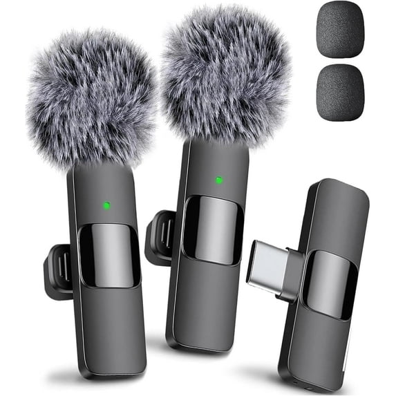 Superior Hub Wireless Microphone for iPhone, iPad, Android, Lavalier Microphone for Video Recording - 2 Pack iPhone Mic Crystal Clear Recording with USB-C for Podcast, ASMR (iPhone 15+ / Android)
