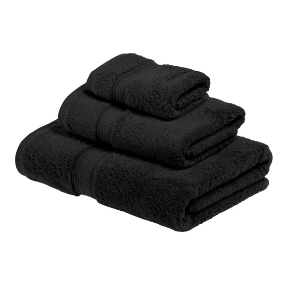 Superior Hymnia Egyptian Cotton 3-Piece Towel Set, Black