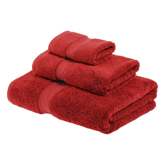 Superior Hymnia Egyptian Cotton 3-Piece Towel Set, Red