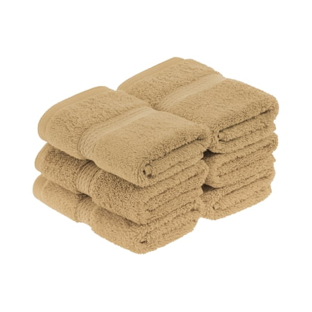 Superior Egyptian Cotton Heavyweight Face Towel Set of 6, Toast