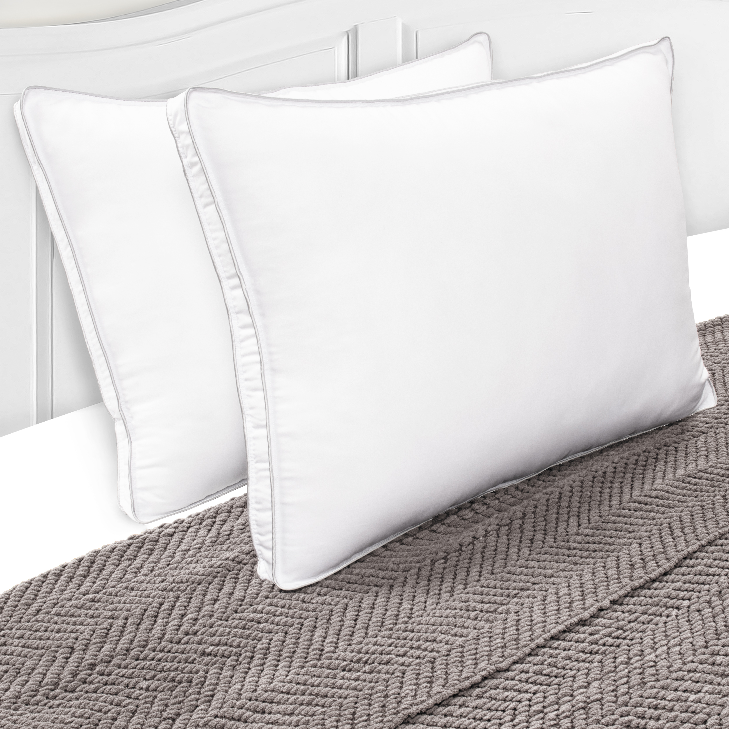 Superior Hypoallergenic 100 Microfiber Gusset Standard Pillow in White