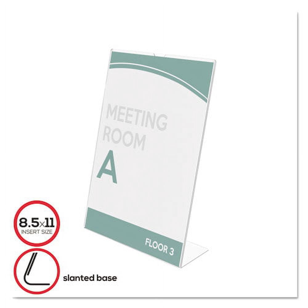Superior Image Slanted Sign Holder, Portrait, 8.5 x 11 Insert, Clear ...