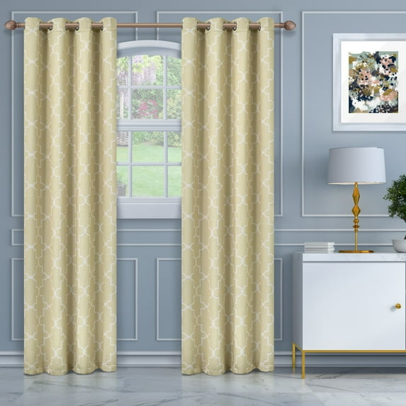 Superior Imperial Trellis Blackout 2 Panel Curtains Ivory / 52"x63"