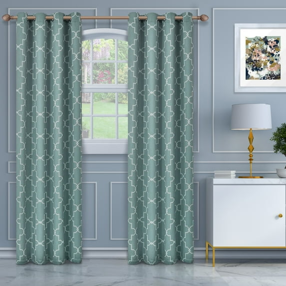 Superior Imperial Trellis Blackout 2 Panel Curtains Teal / 52"x96"