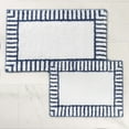 thumbnail image 1 of Superior Inaya Striped Shag Washable Bath Rug, Set of 2, Large, White/Navy Blue, 1 of 11