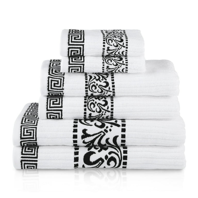 Superior Isaura Cotton 6-Piece Decorative Towel Set, Black