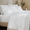 thumbnail image 1 of Superior Cotton Blend 600 Thread Count Dash Stitch Hem Sheet Set, Full, White, 1 of 8