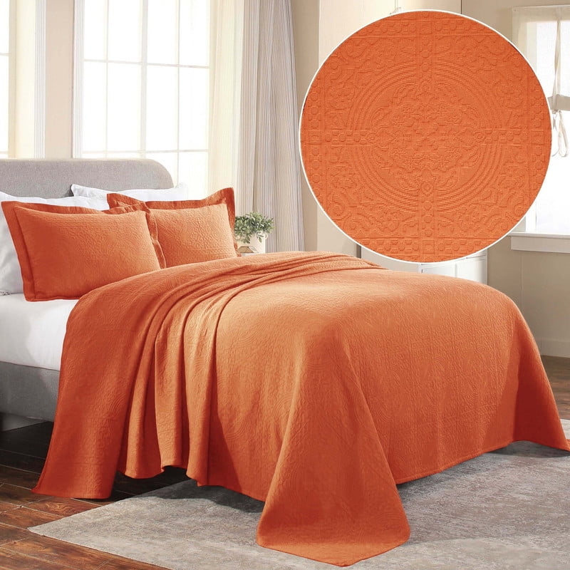 Mandarin Twin Cotton Bedspread Set with Pillow Shams