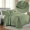 thumbnail image 1 of Superior Solitaire Cotton Decorative Bedspread and Sham Set, Queen, Sage, 1 of 10