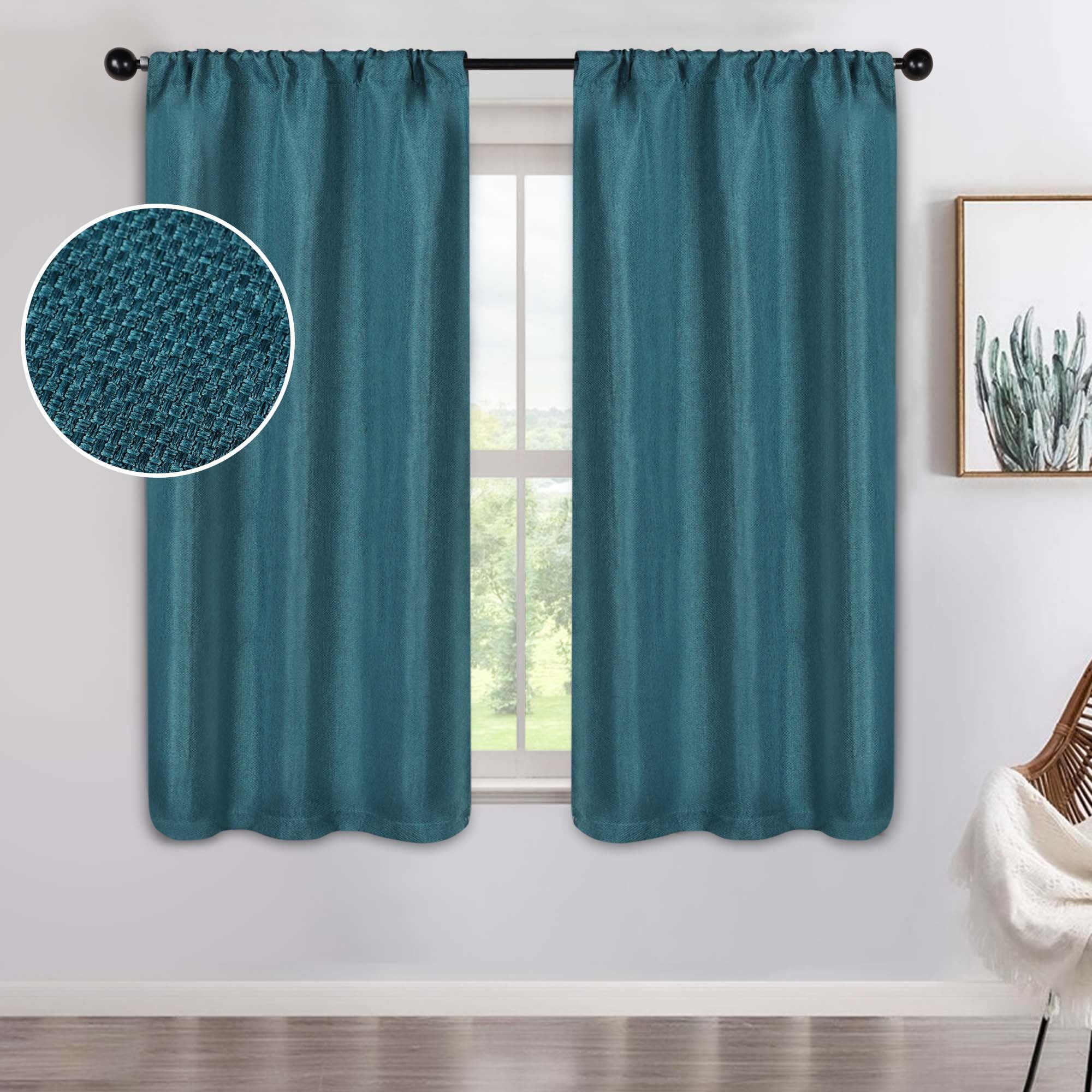 Deep Sea Polyester Blackout Rod Pocket Curtains 26" x 63"
